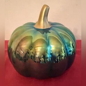 Target Bullseye iridescent blue/green gourd or pumpkin